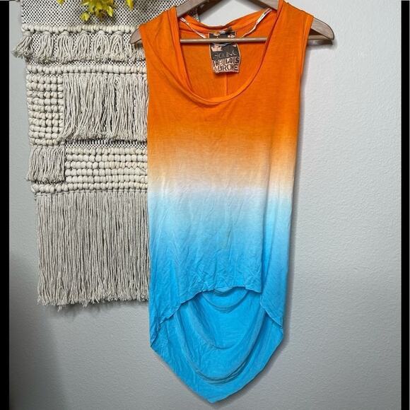 Young Fabulous & Broke Orange Blue Ombré Top - Picture 1 of 4